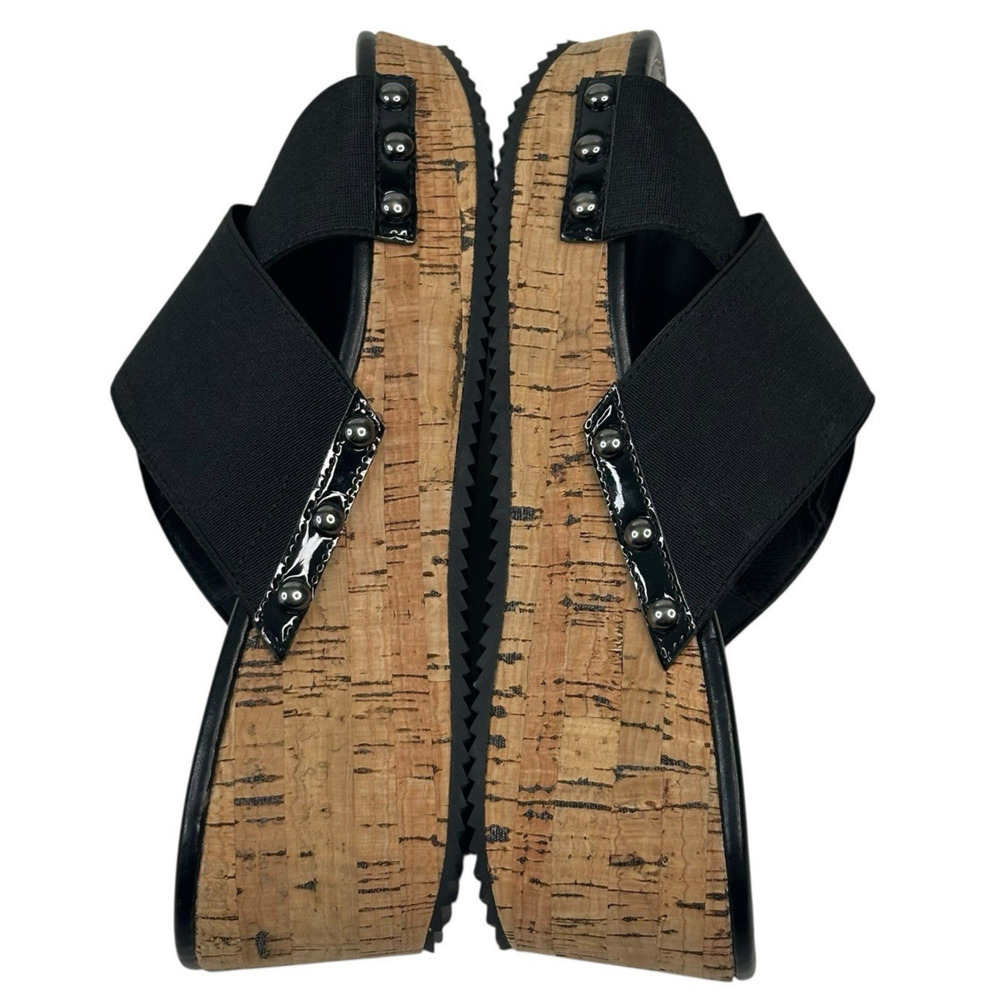 Donald Pliner Summera Cork Wedge Slide Sandals Black Womens Size 7.5M New $198 - Picture 6 of 9